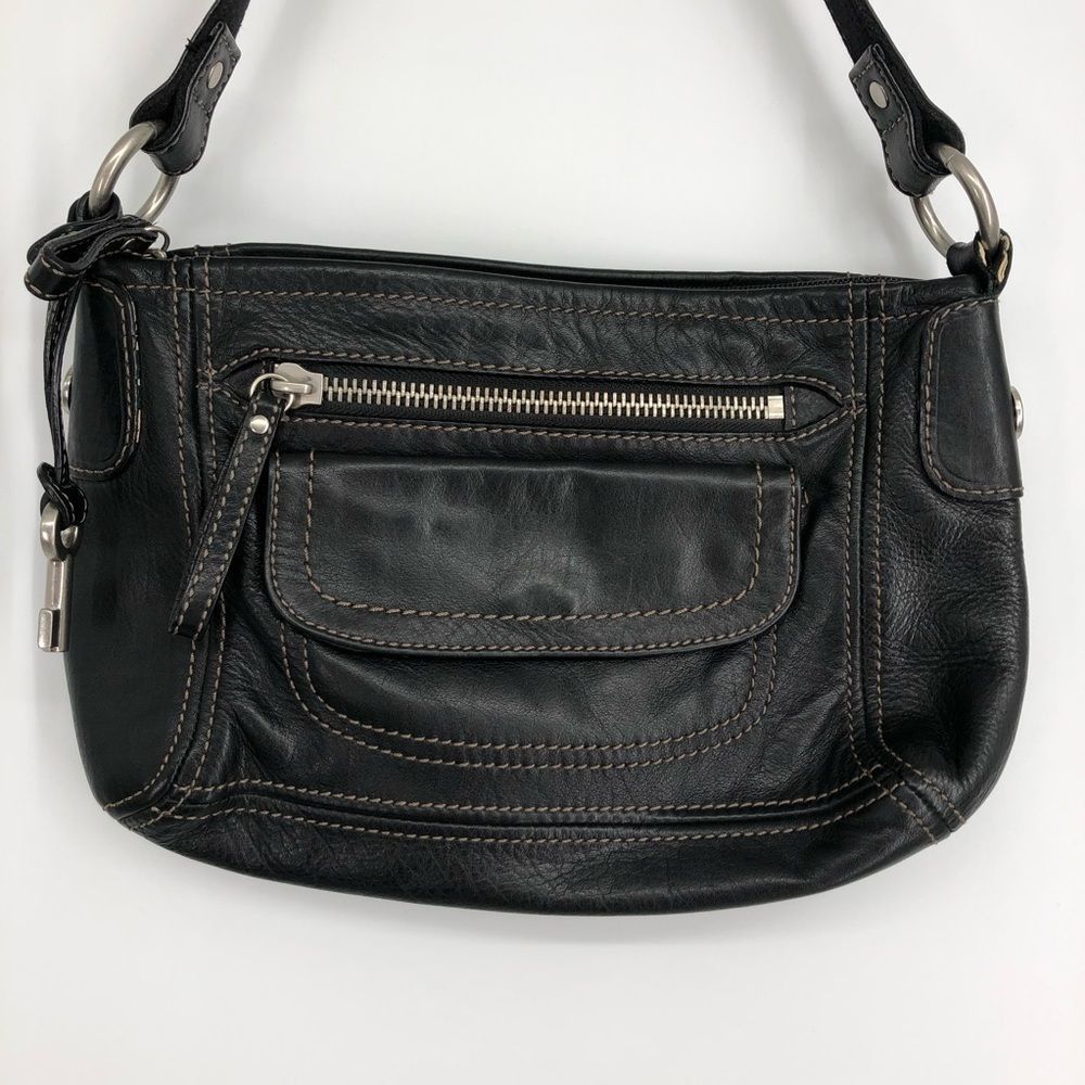 FOSSIL Black Leather Shoulder Bag